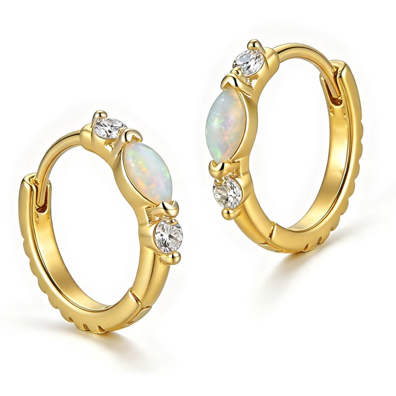 Goenjoy 14K Gold Plated Huggie Earrings for Women, Minimalist Small Hoop Earrings with Zircons - Image 5