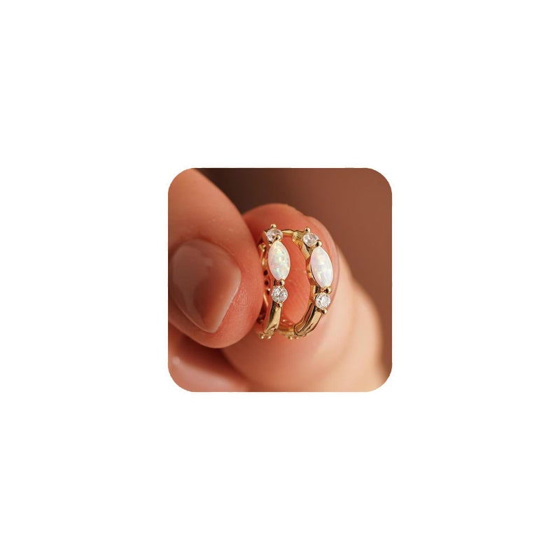 Goenjoy 14K Gold Plated Huggie Earrings for Women, Minimalist Small Hoop Earrings with Zircons - Image 1