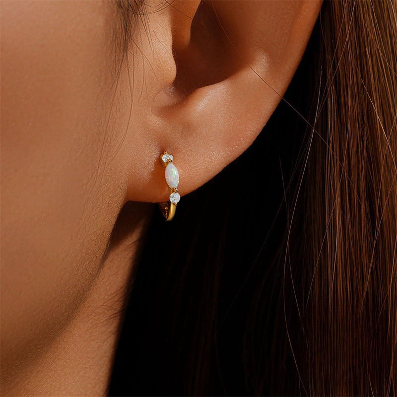 Goenjoy 14K Gold Plated Huggie Earrings for Women, Minimalist Small Hoop Earrings with Zircons - Image 2