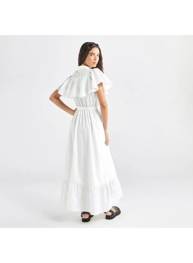 Splash FAV Ruffled White Maxi Dress