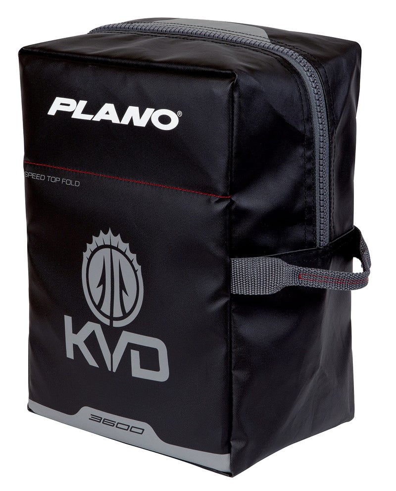 Plano KVD Wormfile Signature Series 3600 Speedbag, Black TPE Coated Fabric with Red Interior and Accents, Premium Soft Fishing Bag, Tackle Storage for Baits & Lures - Image 1