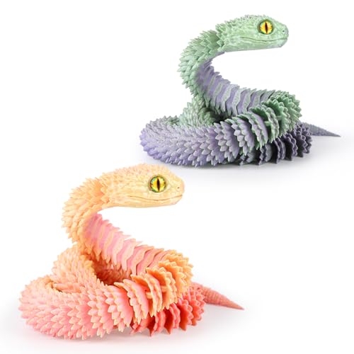 SUMLAND 24in 3D Printed SnakeDual Color Change with TemperatureFlexible 3D Printed AnimalArticulated 3D Printed Crystal AnacondaHome Office Executive Desk Decoration - Image 1