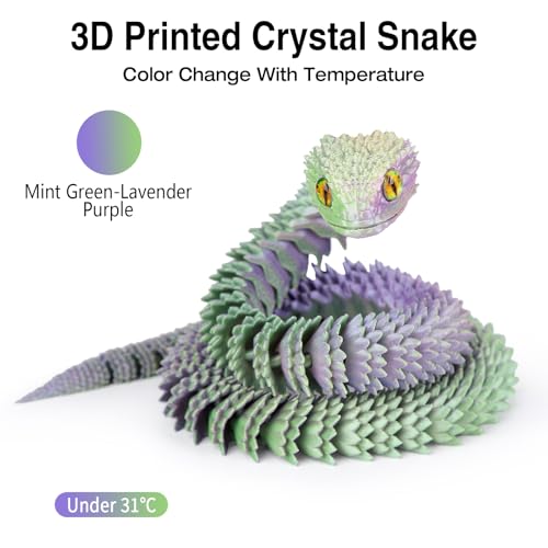 SUMLAND 24in 3D Printed SnakeDual Color Change with TemperatureFlexible 3D Printed AnimalArticulated 3D Printed Crystal AnacondaHome Office Executive Desk Decoration - Image 5