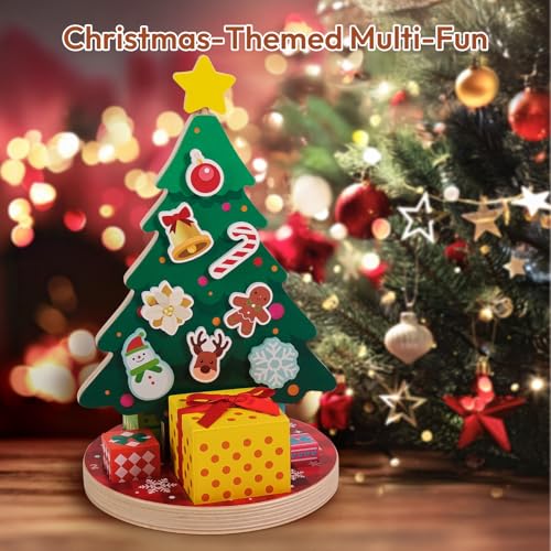 Woodtoe Magnetic Christmas Tree Toy for Toddlers Montessori Toys for 3 4 5 6 Year Old Wooden Color Sorting Stacking Toys Fine Motor Skills Sensory Toys Christmas Decorations STEM Gifts for Kids - Image 5