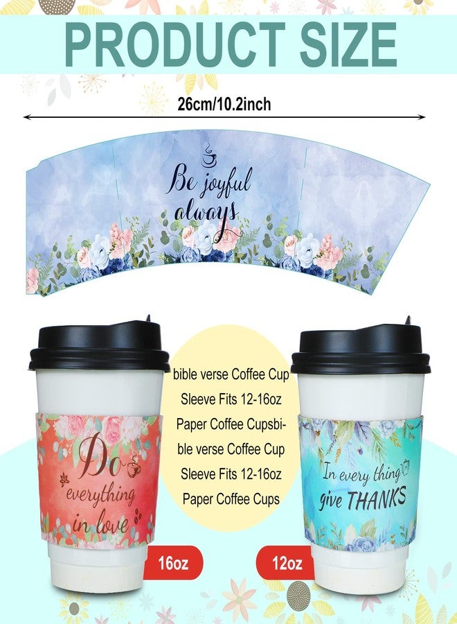Eaasty 500 Pcs Bible Verse Coffee Sleeves Disposable Paper Coffee Cup Sleeves for 12 and 16 oz Corrugated Cup Paper Jacket Hot Chocolate Cocoa Tea or Cold Beverages(Floral Style) - Image 5