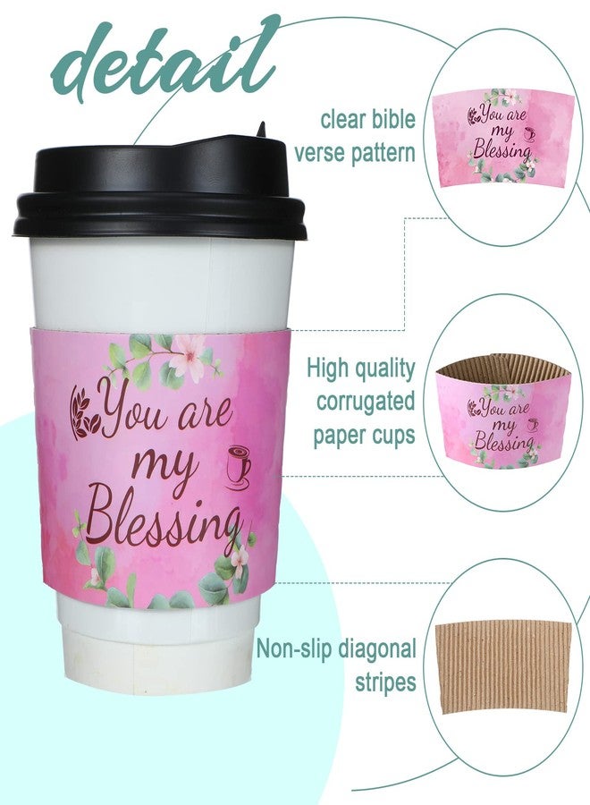 Eaasty 500 Pcs Bible Verse Coffee Sleeves Disposable Paper Coffee Cup Sleeves for 12 and 16 oz Corrugated Cup Paper Jacket Hot Chocolate Cocoa Tea or Cold Beverages(Floral Style) - Image 3