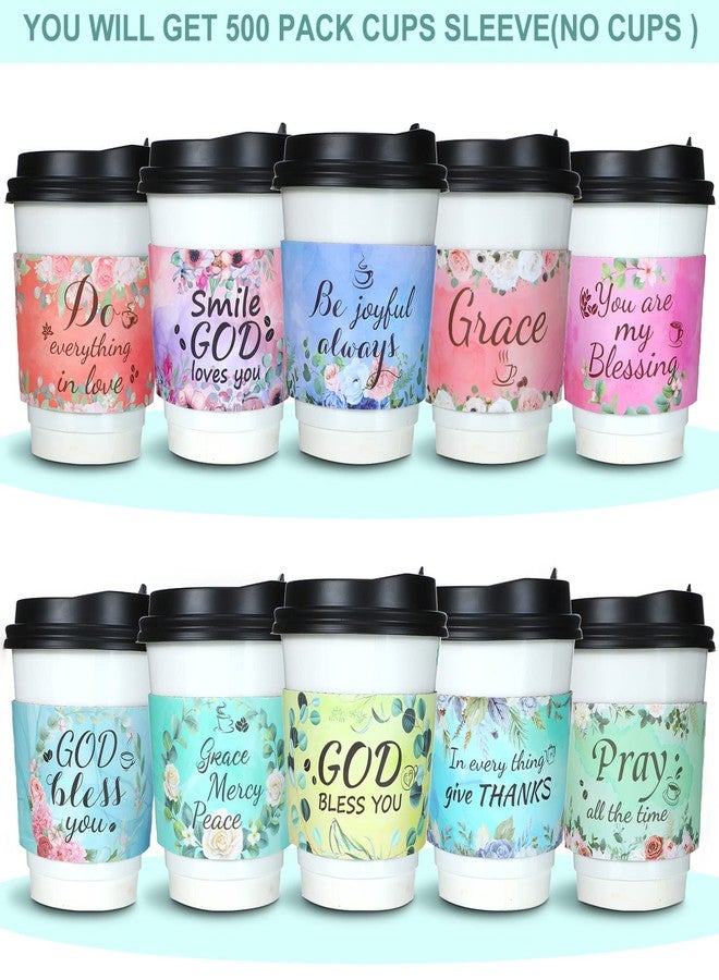Eaasty 500 Pcs Bible Verse Coffee Sleeves Disposable Paper Coffee Cup Sleeves for 12 and 16 oz Corrugated Cup Paper Jacket Hot Chocolate Cocoa Tea or Cold Beverages(Floral Style) - Image 2