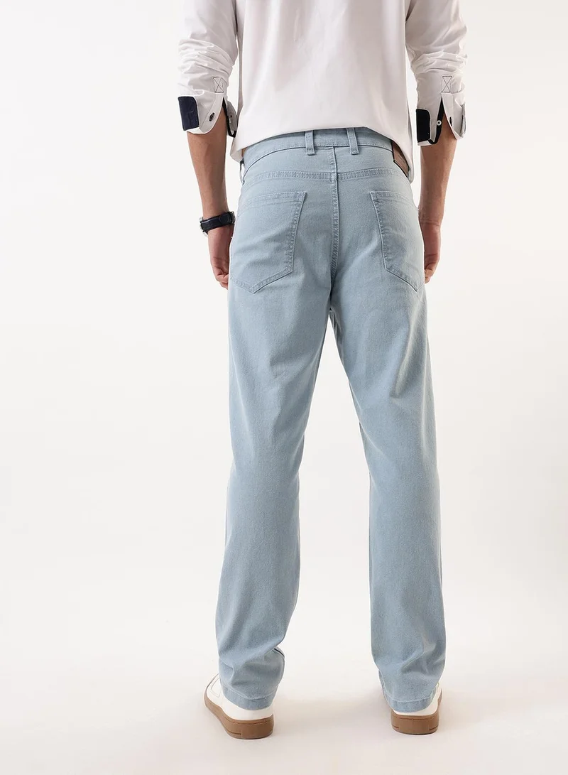 Dennis Lingo Men's Indigo Cotton Blend Solid Full Length Straight Jeans