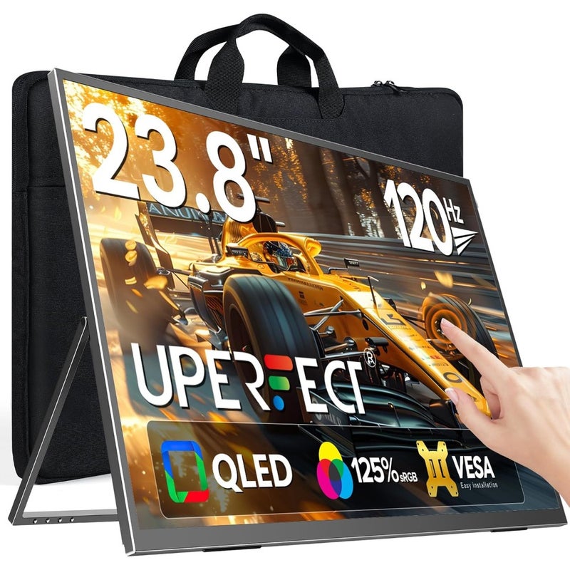 شاشة لمس محمولة 24 120 هرتز QLED 1080P 125 sRGB 400 Nits حامل مدمج VESA Mount HDMI USB-C لأجهزة الكمبيوتر المحمول وأجهزة الألعاب والهاتف Mini PC وشاشة ثانية خارجية للألعاب والعمل - Image 1