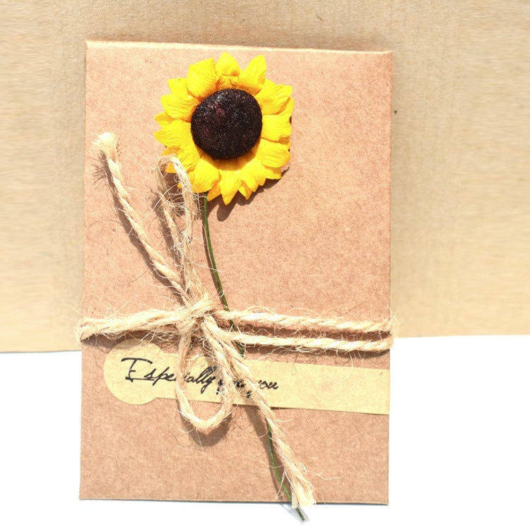 Creative Diy Vintage Kraft Paper Small Dried Flower Greeting Card Teacher Mother'S Day Greeting Card Birthday Valentine'S Day Card - Image 1