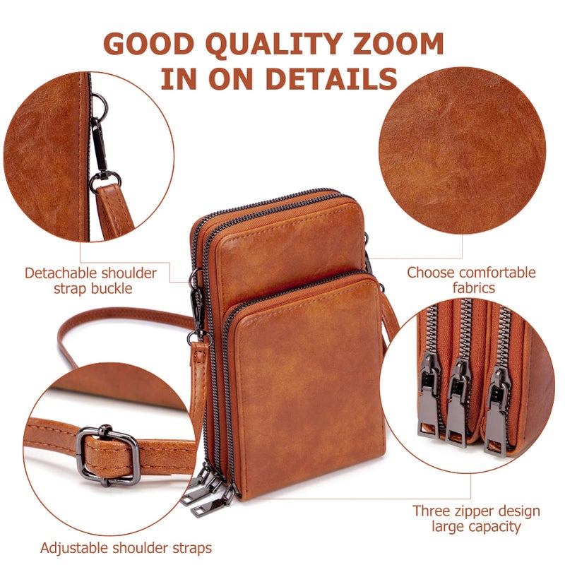 My Friday myfriday Small Crossbody Cell Phone Bags for Women, Leather Shoulder Handbags and Purses with 6 Card slots - Image 5