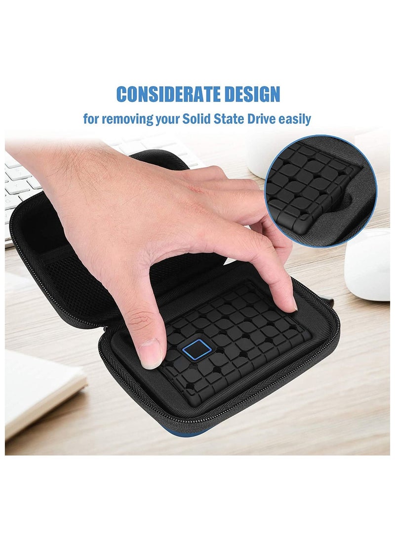 Procases ProCase Samsung T7 / T7 Touch Portable SSD Carrying Case with Silicone Cover, Hard EVA Shockproof Storage Travel Organizer for Samsung T7 Touch Portable 500GB 1TB 2TB USB Solid State Drives -Navy - Image 5