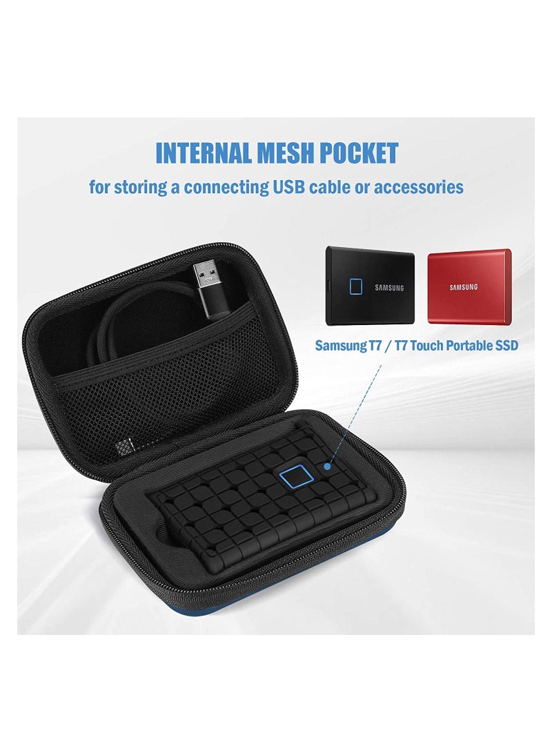 Procases ProCase Samsung T7 / T7 Touch Portable SSD Carrying Case with Silicone Cover, Hard EVA Shockproof Storage Travel Organizer for Samsung T7 Touch Portable 500GB 1TB 2TB USB Solid State Drives -Navy - Image 2