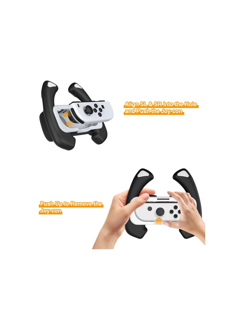 SYOSI - Controller Handle, Steering Wheel Controller for Nintendo Switch & Switch Oled, Racing Games Removable Accessories Joy Con Controller Grip for Mario Kart, Red/Blue Combo(2 Pack) - Image 1