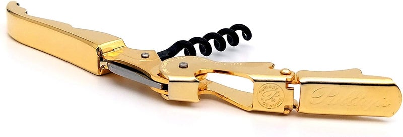 Pulltap's Genuine Classic 500 Waiter's Corkscrew – Double-Hinged Wine Key with Hinged Foil Cutter – Patented Design – Made in Spain – Gold (Oro – 24K Full Gold) - Image 2