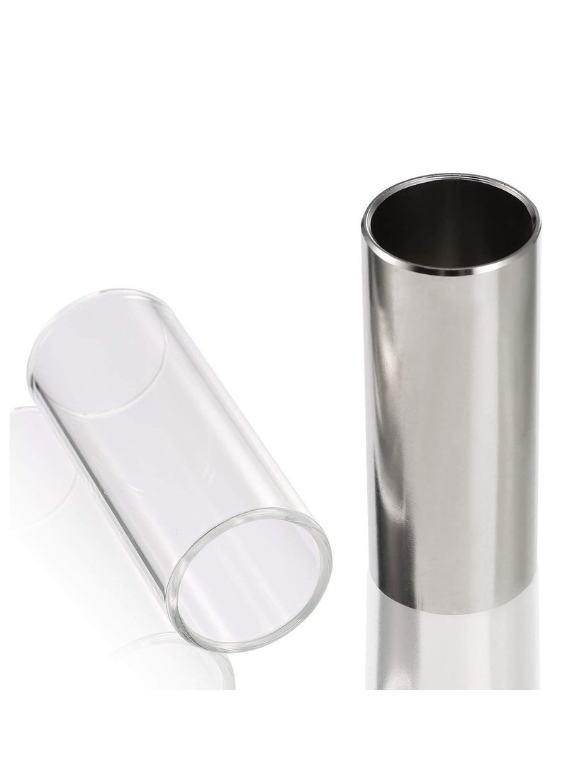 2 Pieces Glass Slide and Stainless Steel Slide in Box,Enhance Your Guitar Playing ,for Guitar, Bass, Medium (6 cm)  - Image 3