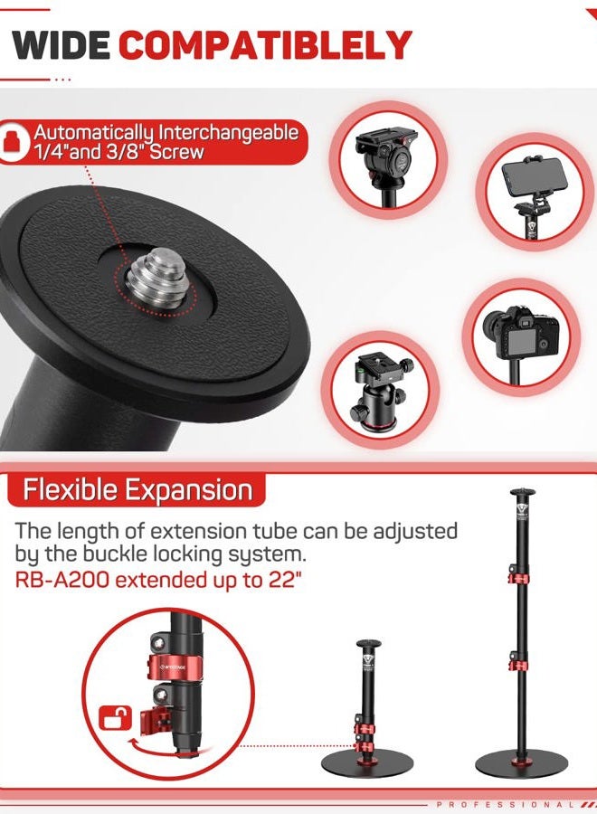 Ifootage Cobra 2 Round Base Monopod, 22" Table Top Monopod, Aluminum Camera Monopod with Base, Video Monopods with Round Base Compatible for DSLR Cameras and Camcorders, Vlogging(RB-A200) - Image 4