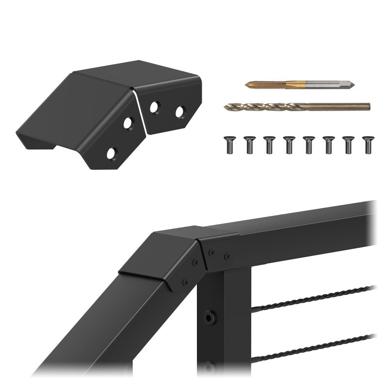 BLIKA Handrail Connectors, Black Powder Coated Aluminum Horizontal to Stair Upper Sleeve for Deck Stair Cable Railing Rectangular Handrail, Stair Connectors for Hand Rail - Image 1