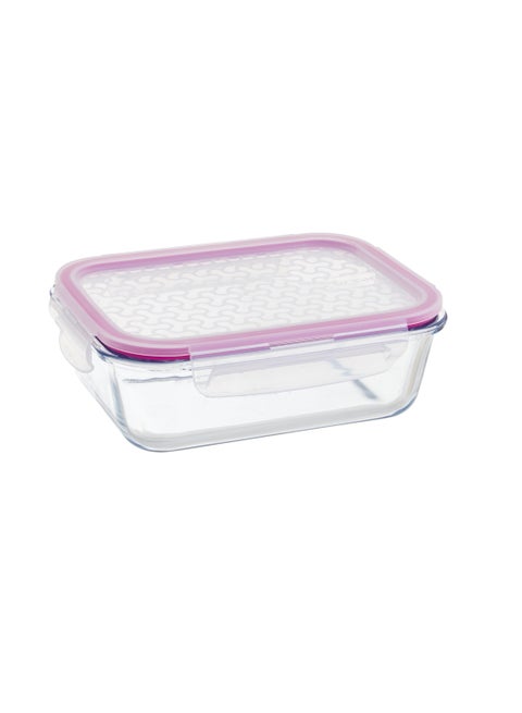 Heat resistant glass food container with plastic cover 1520 ml