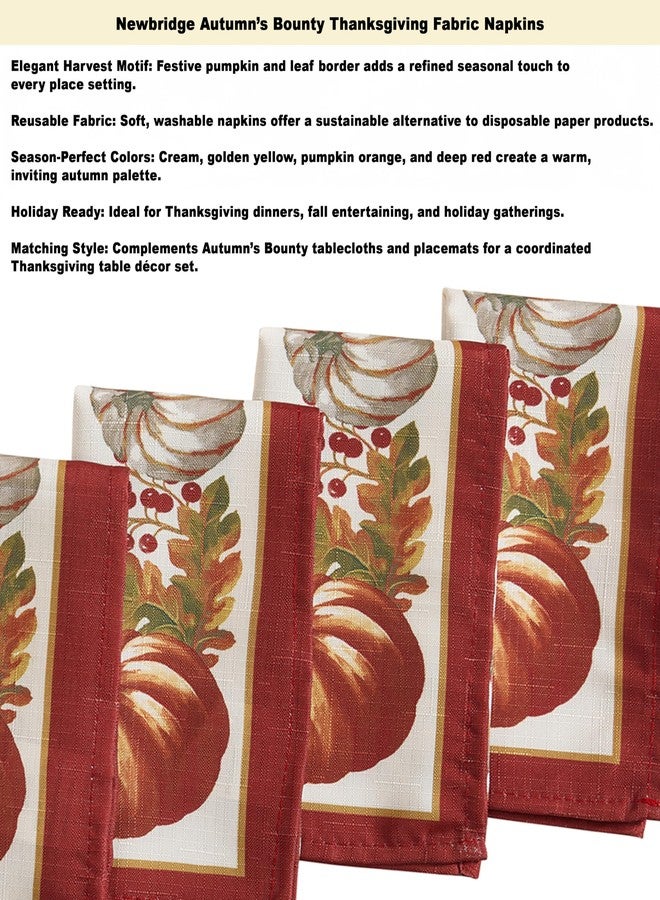 Newbridge Thanksgiving Autumn's Bounty Bordered Fabric Placemats, Bountiful Farm Pumpkin Fall Harvest Multicolor Easy Care for Holiday Party, Set of 4 Place Mats - Image 4