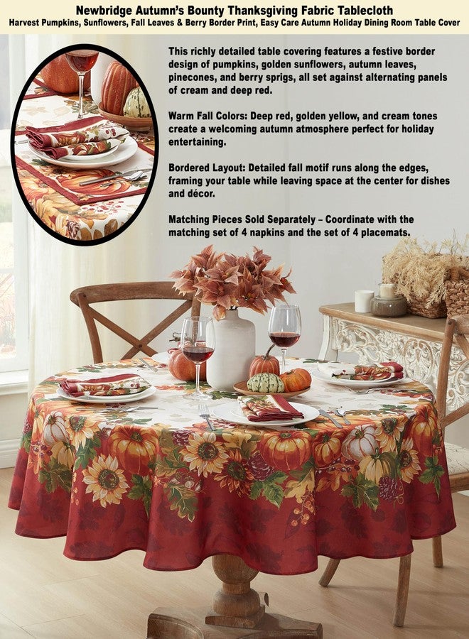 Newbridge Thanksgiving Autumn's Bounty Bordered Fabric Placemats, Bountiful Farm Pumpkin Fall Harvest Multicolor Easy Care for Holiday Party, Set of 4 Place Mats - Image 5