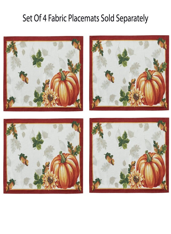 Newbridge Thanksgiving Autumn's Bounty Bordered Fabric Placemats, Bountiful Farm Pumpkin Fall Harvest Multicolor Easy Care for Holiday Party, Set of 4 Place Mats - Image 2
