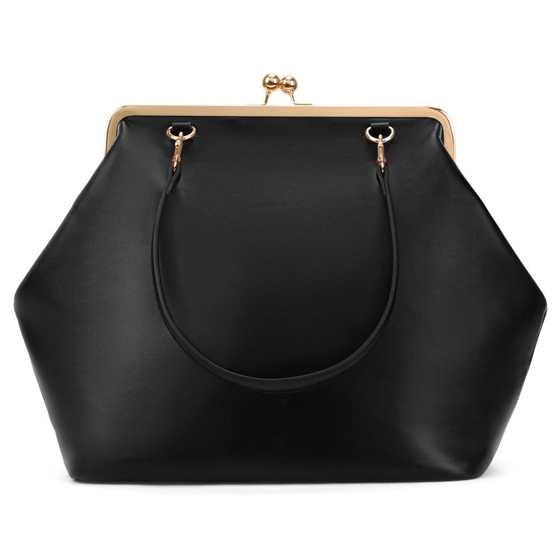 CATSEA Large Women's Kiss Lock Bag PU Medium Top Handle Handbags Kiss Clasp Shoulder Bags Tote Purse Messenger Clutch - Image 1