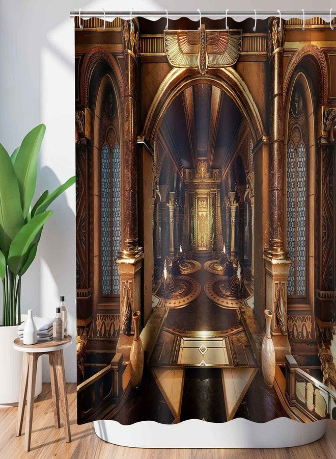 NTETSN Ancient Egypt Shower Curtain Egyptian Temple Hypostyle Hall Golden Palace Throne Room Hallway Style Dressing Room Wardrobe Privacy Divider Bathing Curtains 72x72 Inch - Image 5
