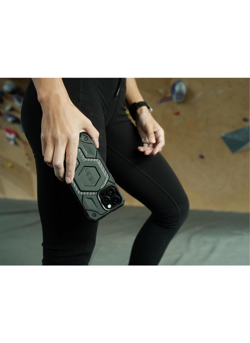 Urban Armor Gear - UAG Monarch Pro MagSafe for iPhone 15 Pro Max Case Cover [25 Feet Drop Tested] - Carbon Fiber - Image 1