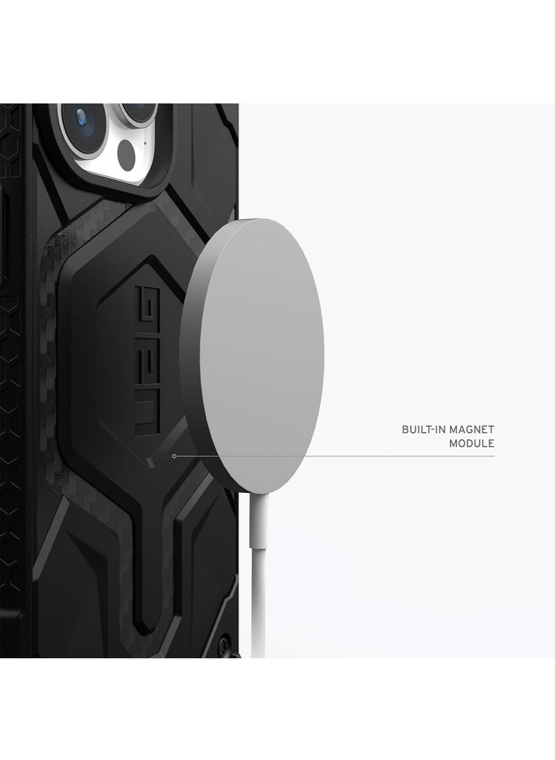Urban Armor Gear - UAG Monarch Pro MagSafe for iPhone 15 Pro Max Case Cover [25 Feet Drop Tested] - Carbon Fiber - Image 1