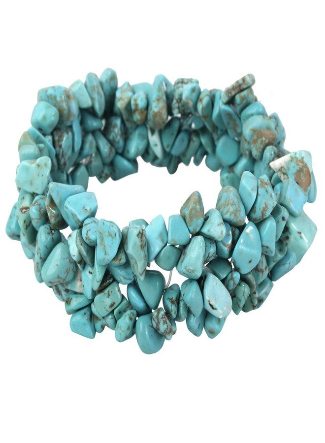 YACQ Turquoise Stretch Cuff Bracelet 5 Layer Braided Chunky Chakra bracelet Handmade Jewelry for Women Girlfriends Wife 7.5" - Image 1