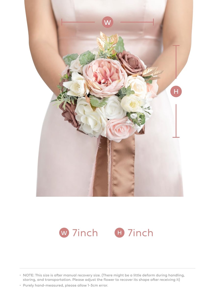 Ling's moment Ling's Moment Pink Bridesmaid Bouquet  Dusty Rose Wedding Bouquets for Bridesmaids  7 Inch Dusty Rose Bridal Bouquets for Bridesmaids  Wedding  Ceremony  Anniversary  Homecoming  etc.  - Image 2