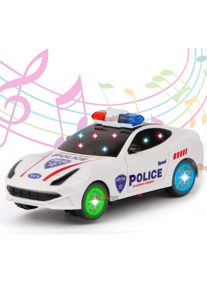 زيست فور تويز سيارة شرطة راقصة تدور بزاوية 360 درجة من Zest 4 Toyz مع أضواء LED وامضة ثلاثية الأبعاد وموسيقى Bump N Go Action وسيارة ألعاب بلاستيكية قابلة للفتح للأطفال  - Image 1