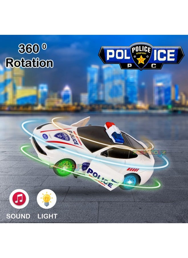 زيست فور تويز سيارة شرطة راقصة تدور بزاوية 360 درجة من Zest 4 Toyz مع أضواء LED وامضة ثلاثية الأبعاد وموسيقى Bump N Go Action وسيارة ألعاب بلاستيكية قابلة للفتح للأطفال  - Image 4