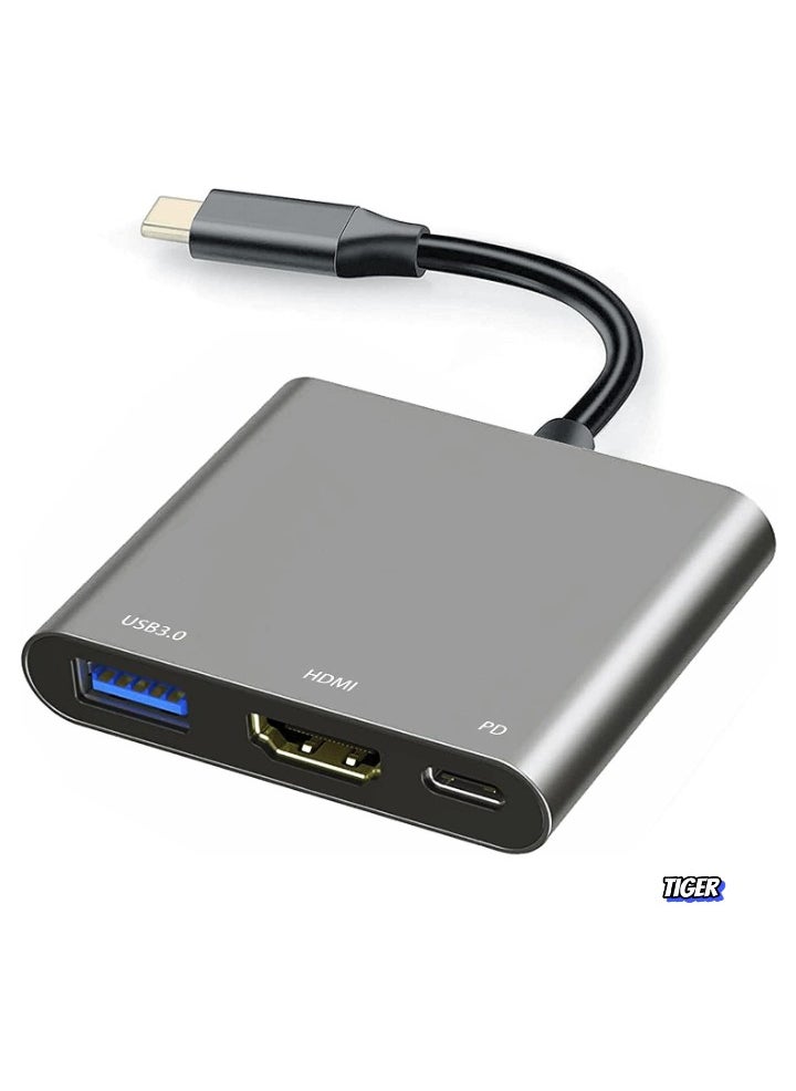 TIGER USB-C to HDMI Multiport Adapter with Charging Port – 4K Video Converter, USB 3.0 Adapter, Compatible with Mac, iPad Pro, MacBook, Chromebook – Reliable, High-Speed Data Transfer & Display Solution  - Image 1