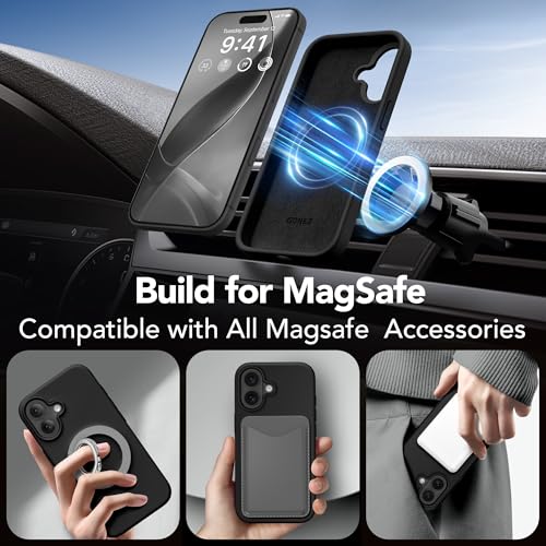GONEZ Magnetic for iPhone 16 Case, [Compatible with MagSafe] Anti-Scratch Microfiber Lining & Screen Protector, Silicone Camera Control, Shockproof Slim Phone Cover 6.1 inch, Black - Image 3