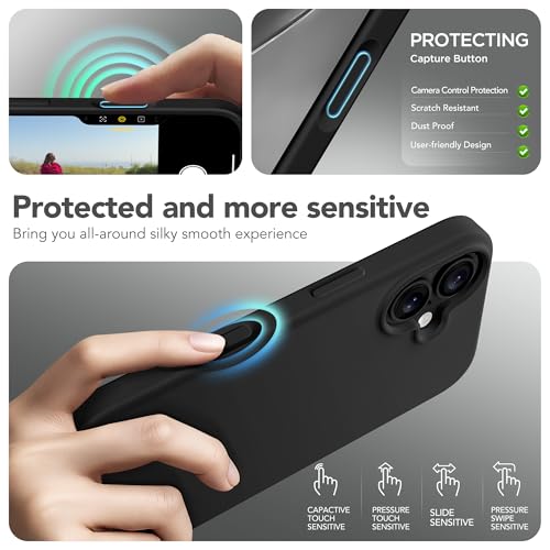 GONEZ Magnetic for iPhone 16 Case, [Compatible with MagSafe] Anti-Scratch Microfiber Lining & Screen Protector, Silicone Camera Control, Shockproof Slim Phone Cover 6.1 inch, Black - Image 5