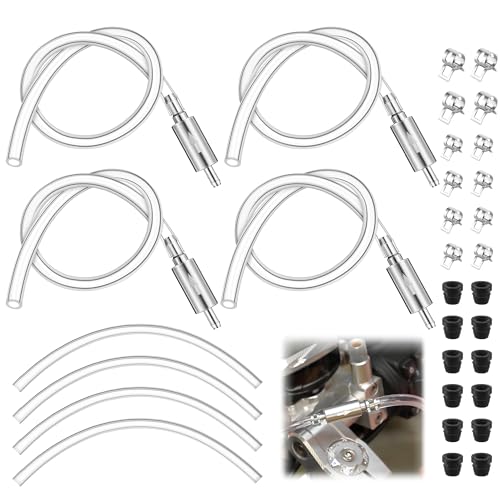 Meonum 4 Pack Brake Bleeder Hose Motorcycle Brake Bleeder Kit with Nozzle Cap Clamp One Way Check Valve Tube Bleeding Tools for Hydraulic System Bleeding Car Clutch Fluid Replacement Hose - Image 1