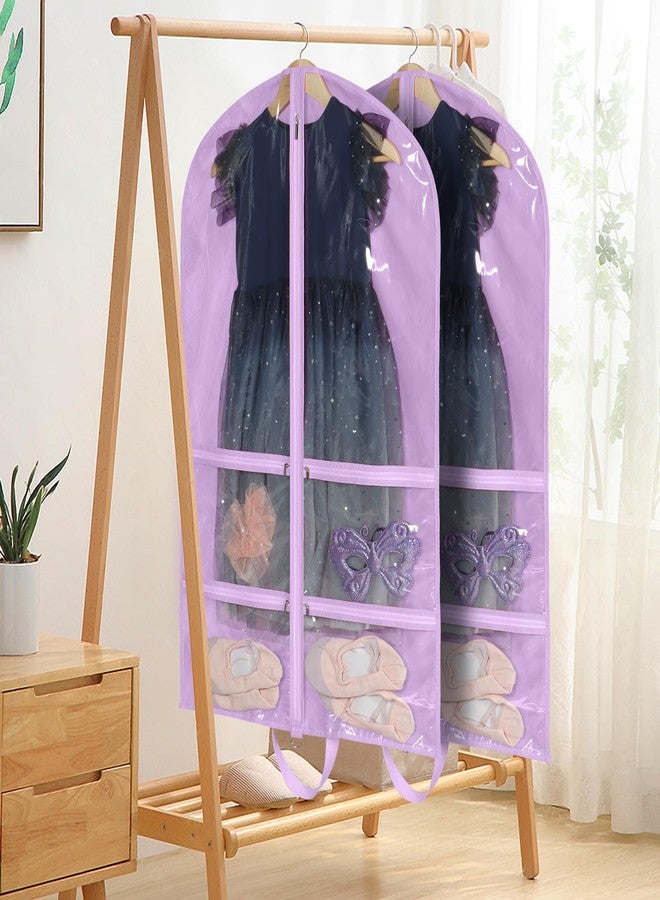KEEGH Clear Garment Bags for Dance Costumes 40 inch Dance Garment Bags for Dancers Hanging Clothes for Closet Storage, with 4 Zipper Pockets for Competitions, Ballet, Theatre, 6 Pack, Purple - Image 5