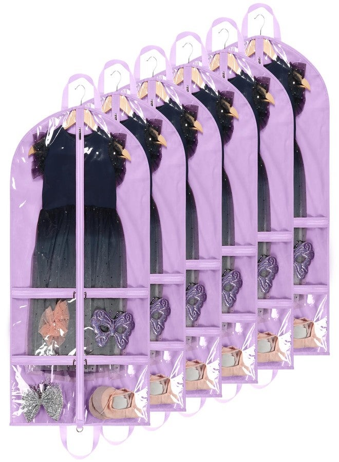 KEEGH Clear Garment Bags for Dance Costumes 40 inch Dance Garment Bags for Dancers Hanging Clothes for Closet Storage, with 4 Zipper Pockets for Competitions, Ballet, Theatre, 6 Pack, Purple - Image 1