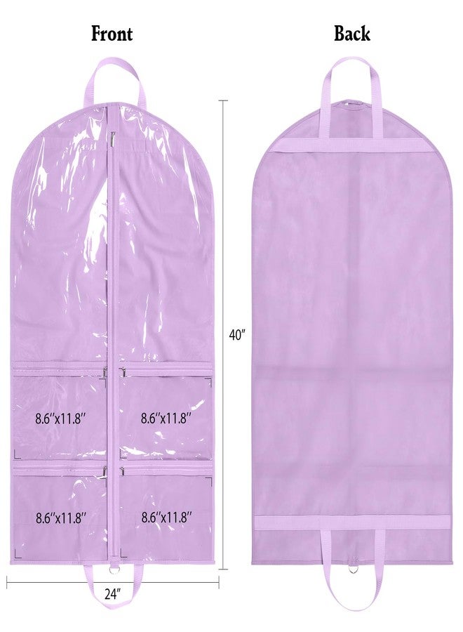 KEEGH Clear Garment Bags for Dance Costumes 40 inch Dance Garment Bags for Dancers Hanging Clothes for Closet Storage, with 4 Zipper Pockets for Competitions, Ballet, Theatre, 6 Pack, Purple - Image 2