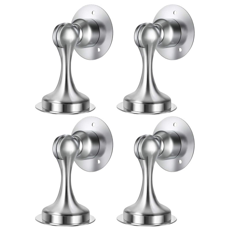 WINONLY Door Stopper, 4 Pack Magnetic Door Stop, Stainless Steel, Magnetic Door Catch, 3M Double-Sided Adhesive Tape, No Drilling, Screws for Stronger Mount, Hold Your Door Open, 4 Pack for Wide Doors - Image 1