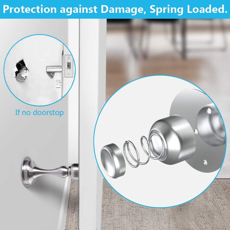 WINONLY Door Stopper, 4 Pack Magnetic Door Stop, Stainless Steel, Magnetic Door Catch, 3M Double-Sided Adhesive Tape, No Drilling, Screws for Stronger Mount, Hold Your Door Open, 4 Pack for Wide Doors - Image 4
