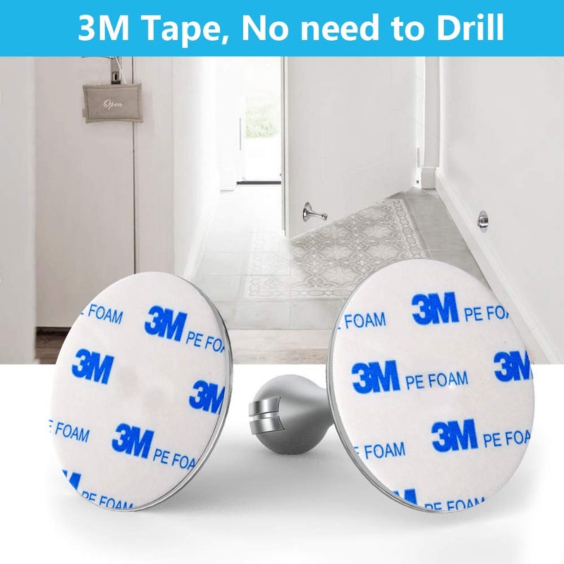 WINONLY Door Stopper, 4 Pack Magnetic Door Stop, Stainless Steel, Magnetic Door Catch, 3M Double-Sided Adhesive Tape, No Drilling, Screws for Stronger Mount, Hold Your Door Open, 4 Pack for Wide Doors - Image 3