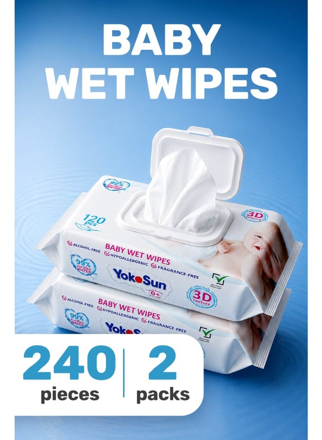 YokoSun Baby Water Wipes 99% Water 240Pcs Value Pack - Image 1
