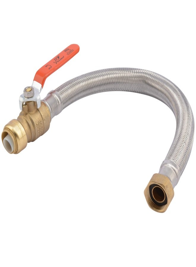 SharkBite 3/4 Inch Ball Valve x 3/4 Inch FIP x 18 Inch Stainless Steel Flexible Water Heater Connector, Push to Connect Brass Plumbing Fitting, PEX Pipe, Copper, CPVC, PE-RT, HDPE, U3088FLEX18BVLF - Image 2