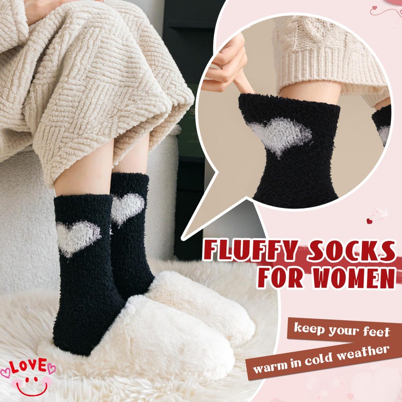 SeeyAN Womens Fuzzy Socks Fluffy Warm Slipper Winter Comfy Thermal Cozy Plush Sleep Home Cabin Socks (5 Pairs Heart) - Image 3