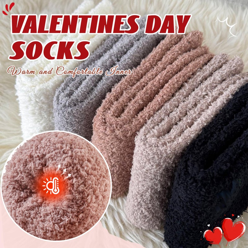 SeeyAN Womens Fuzzy Socks Fluffy Warm Slipper Winter Comfy Thermal Cozy Plush Sleep Home Cabin Socks (5 Pairs Heart) - Image 4