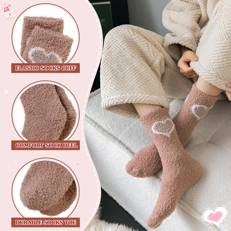 SeeyAN Womens Fuzzy Socks Fluffy Warm Slipper Winter Comfy Thermal Cozy Plush Sleep Home Cabin Socks (5 Pairs Heart) - Image 5