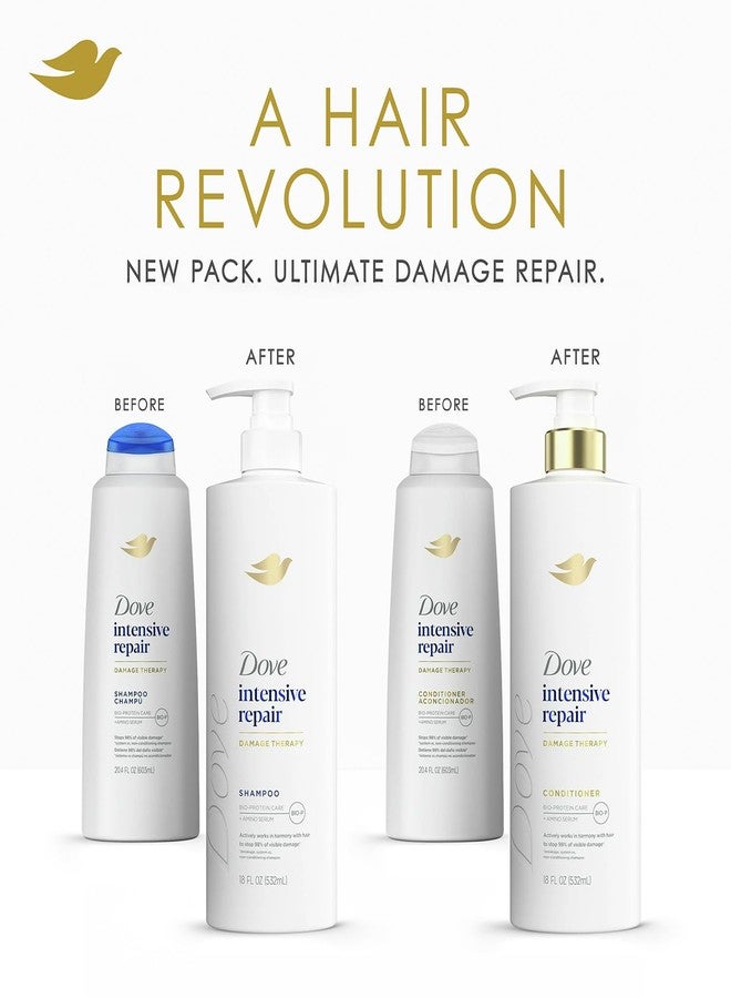 Dove مجموعة شامبو وبلسم وسيروم دوف، إصلاح مكثف - علاج الأضرار تركيبات العناية بالبروتين الحيوي لاستعادة الشعر الجاف والتالف (مجموعة من 3 قطع) - Image 3